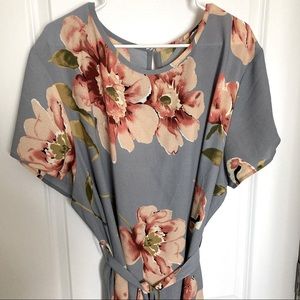 SHEIN Belted Midi Dress with Pearl Accent